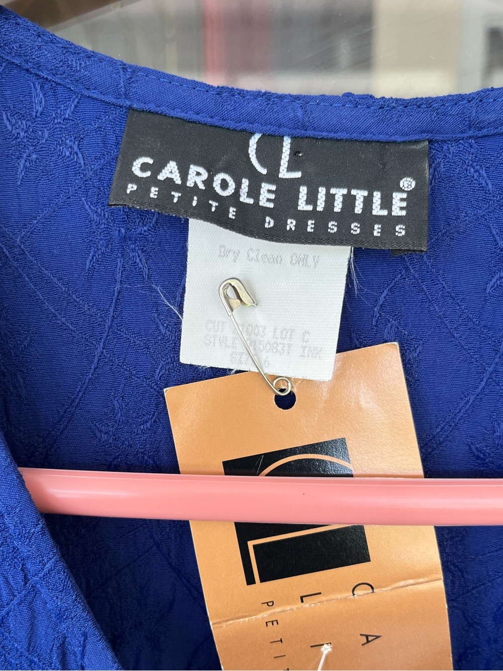 NWT VTG 90 Carole Little Royal Blue V-Neck Midi Dress Button Front S (read) b3 - Picture 7 of 10